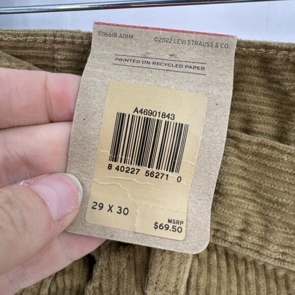 NWT Levi’s Men’s Corduroy Straight Fit Tan Pants Size 29 x 30 Brown Tan - Picture 5 of 14